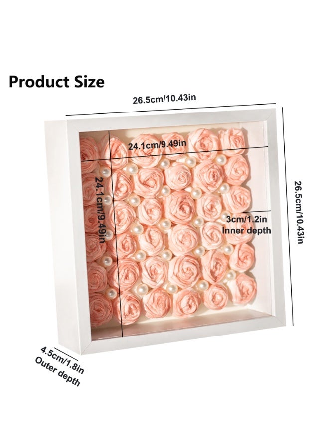 10x10'' Shadow Box Frame Display Case, 2 Pack Shadow Box Picture Frame, 3D Picture Frame Display Case Deeper 3cm, for Tickets, Photos, Medals, DIY Crafts, Wedding Souvenir (White 10x10) - Image 4
